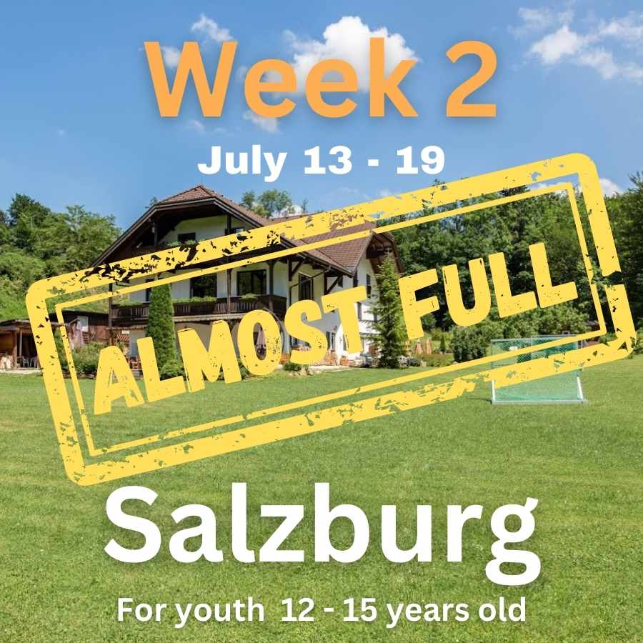 The second amazing week at English camp in Salzburg this summer happening July 13 to 19. Only a few spots left. Almost full!