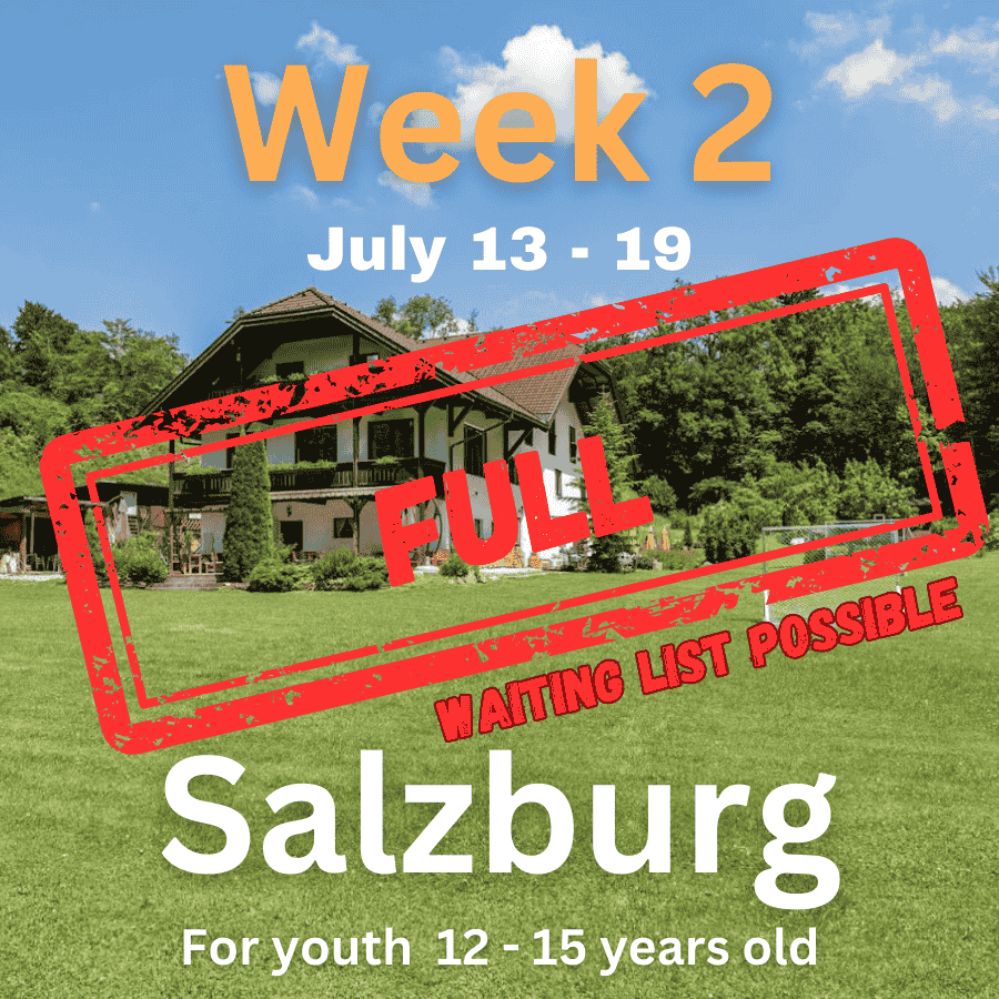 The second amazing week at English camp in Salzburg this summer happening July 13 to 19. Spots are full and only waiting list is now possible.